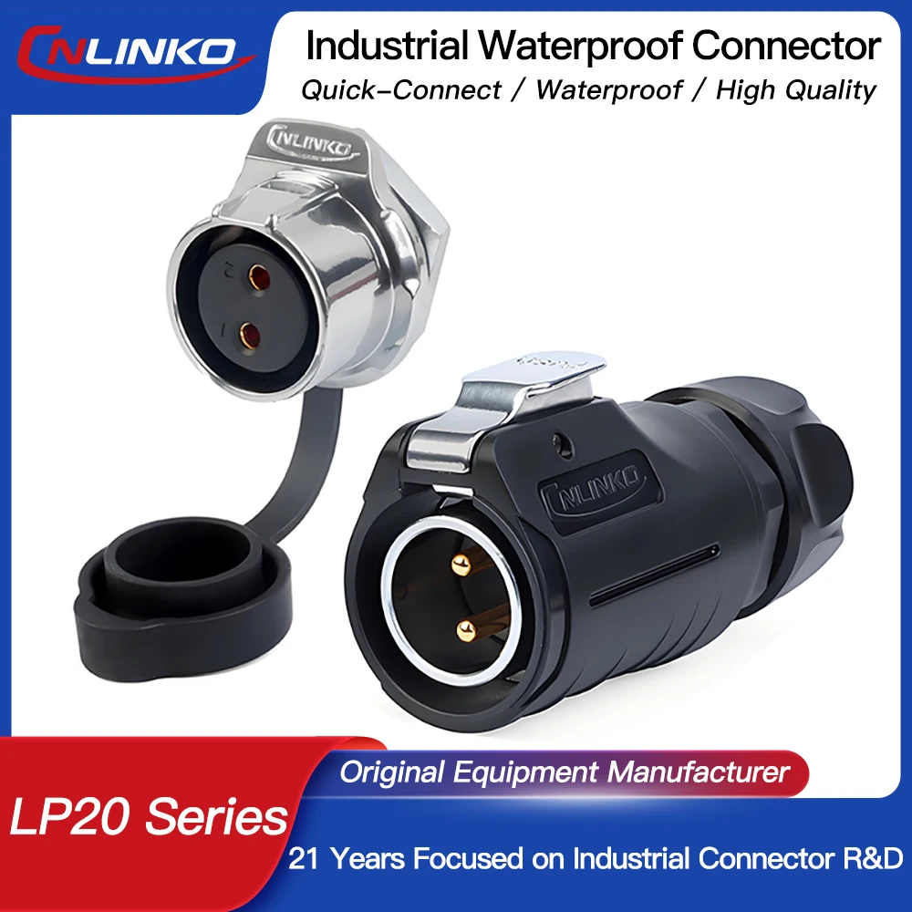

CNLINKO LP20 2-12 Pin IP68 Waterproof Quick Circular Connector Panel Mount Electrical Power Connector for Outdoor Eqiupments