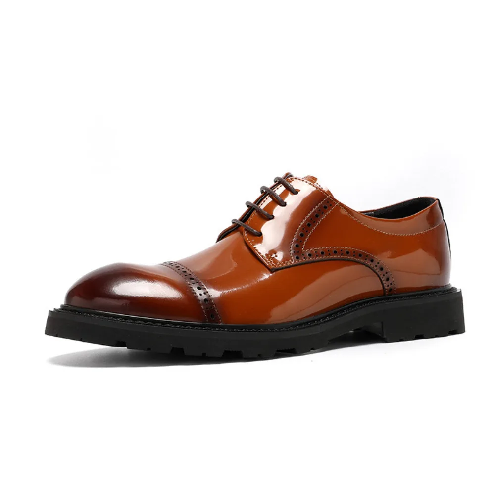 

Genuine Leather Mens Bright Surface Formal Business Derby Shoes British Style Groom Leather Shoes Fashion Mens Dress Shoes