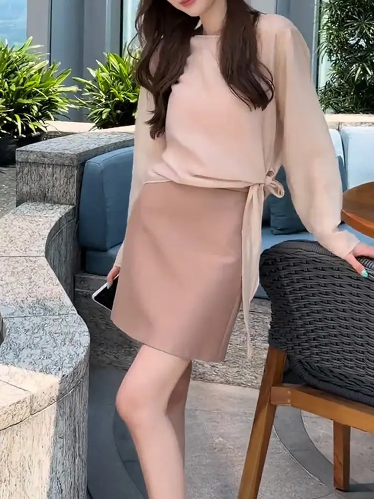 

Korean Lazy Style Fashion Set Women's Summer New Casual Breathable Sun Protection Top Half Skirt Two Piece Set Comfortable Lo...