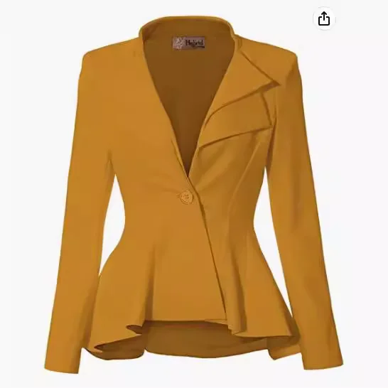 Women's Double Notched Lapels Sharp Shoulder Pads Office Coat