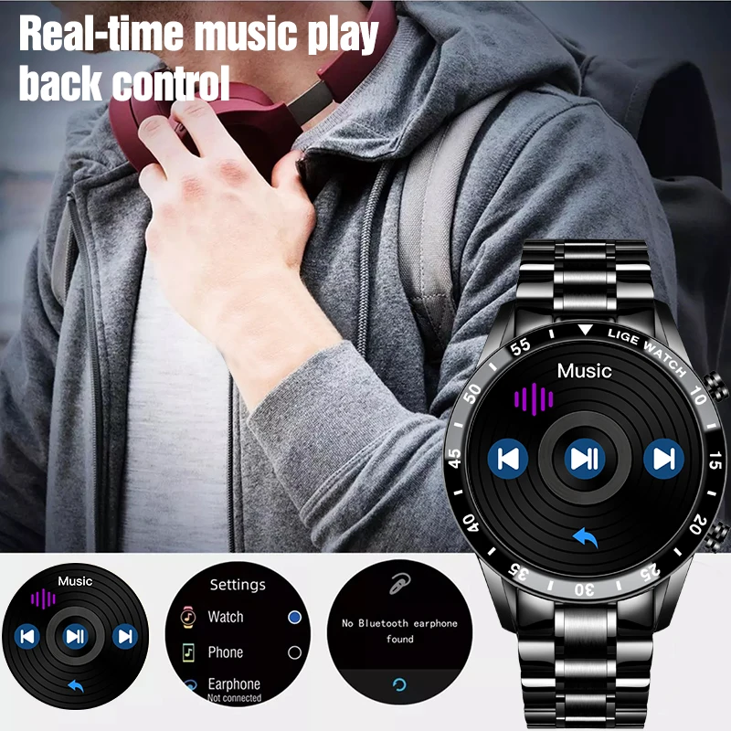 FOXBOX Hot Sales Smart horloge Sportarmband Fitness Waterdicht Voice Music Draadloos bellen Mannen Vrouwen Smartwatch Gratis verzending