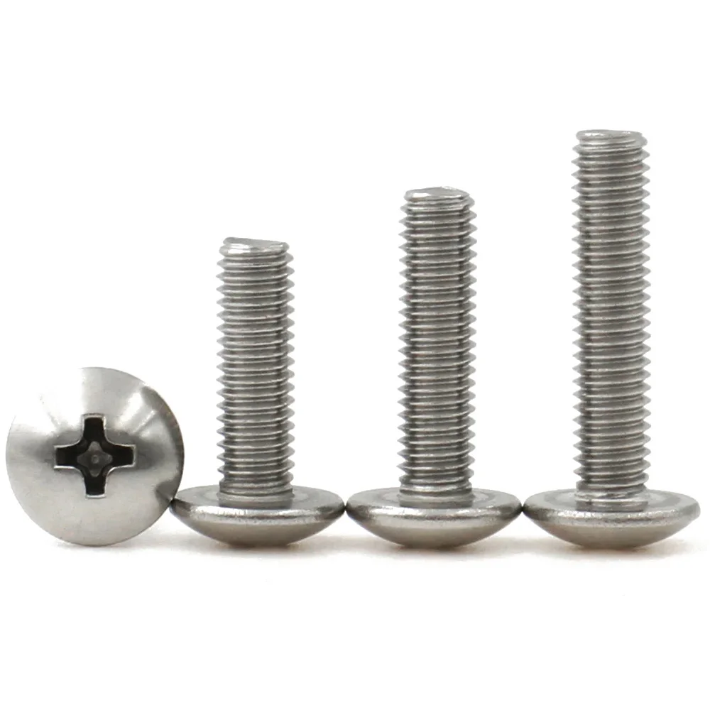 10-50pcs 304 A2-70 Stainless Steel Screw M2.5 M3 M4 M5 M6 JISB1111T Phillips Braguero Flat Head Large Round Cross Bolt L=3-70mm