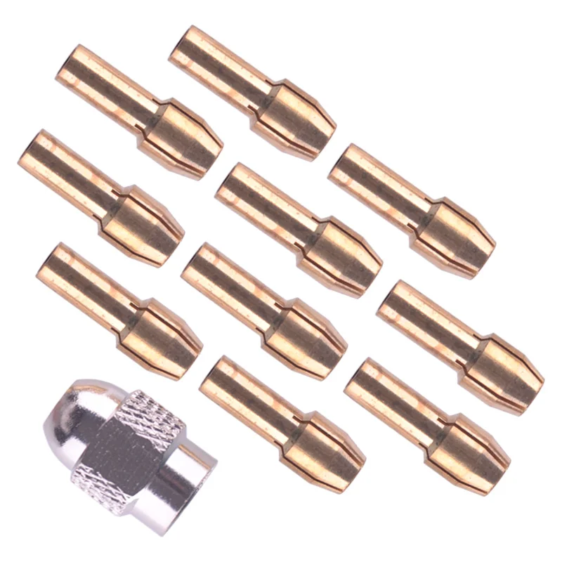 LETAOSK 11 шт./компл. латунный мини-сверлильный патрон цанговые насадки хвостовик инструмент 0,5 мм-3,2 мм 4,3 мм подходит для вращающегося инструмента