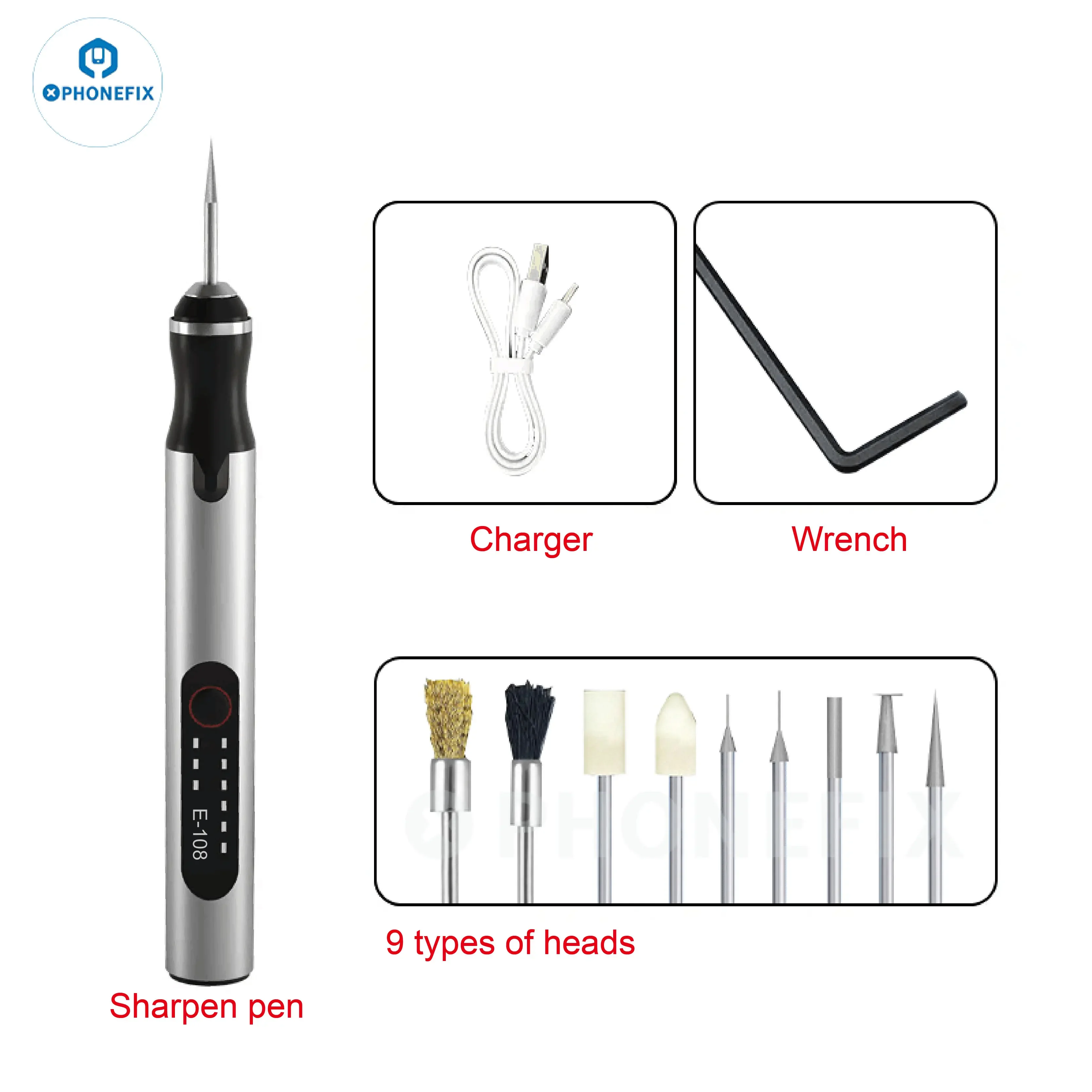 Intelligent USB Charging Electric Grinder Pen for Mobile Phone CPU IC Polishing Repair Lattice Cutting Engraving Pen