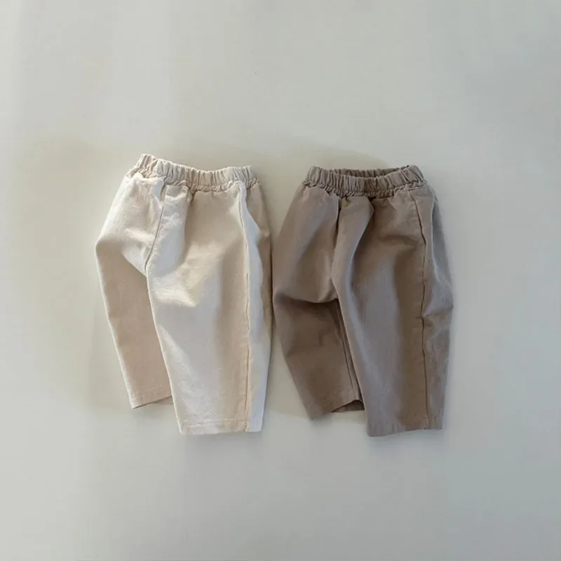 

Summer Toddler Boy Girl Cool Elastic Waist Trousers Korean Baby Kids Simple Cotton Casual Pants