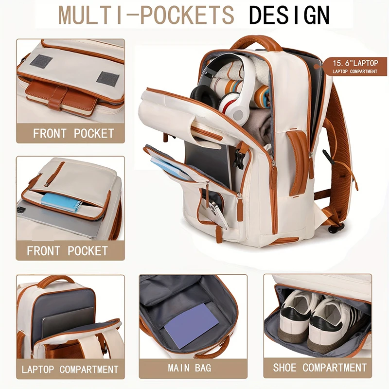 

ZUOKEDISI Airlines одобренный 15,6-дюймовый дорожный рюкзак для ноутбука с коробкой для обуви и ремнем для багажа, походный рюкзак