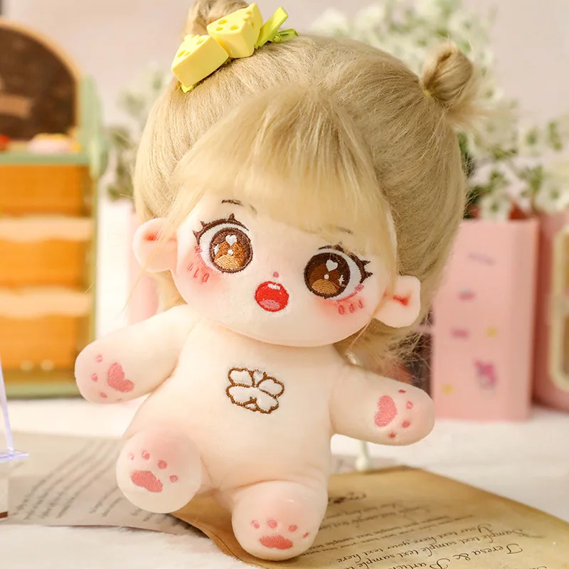 Kawaii Plush Cotton Doll Idol Stuffed Super Star Figure Dolls Blonde Hair Brown Eyes Fat Body Girl Doll Can Change Clothes Gift