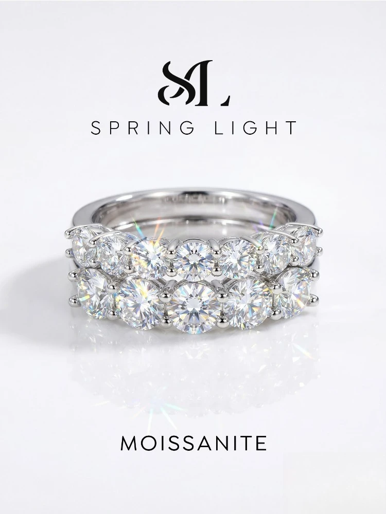 Fashion Elegant Real Shiny Moissanite Diamond Wedding Band Ring Engagement Rings for Women Luxury Trendy Quality Jewelry