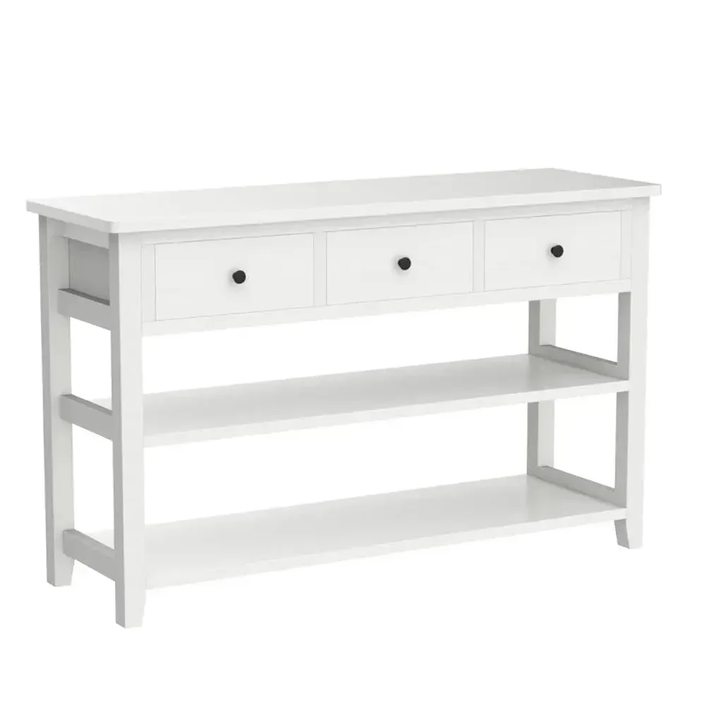 Console Table Entryway Desk, Sofa Side Table With 3 Drawers 2 Bottom Storage Shelves, Vintage Tv Stand For Hallway Living Room view 5