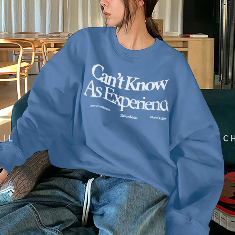 Autumn Letter Sweatshirt Round Neck Long Sleeve Base Layer Top 2025 Spring Loose-fit Korean Women Casual Sweatshirt Women