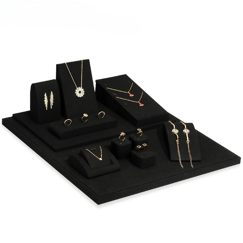 

Новый реквизит для ювелирных изделий, черный набор дисплеев из микрофибры, счетчик ожерелья, кольцо, дисплей для ювелирных изделий, специально для прямой трансляции