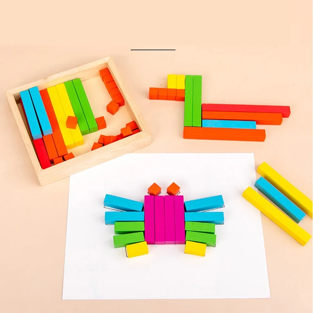 Hands-On Colorful Wooden Counting Sticks Arithmetic Toy Counting Sticks Kit Children