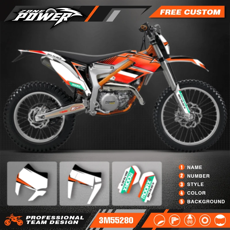 Powerzone Custom Team Decals Stickers Kits for KTM 2012-2017 2018 2019 2020 2021 FREERIDE 250 300 Customized Number 02