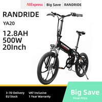 RANDRIDE YA20 Ebike 500W 48V12.8AH Folding City Electric bike Hidden Dismountable Battery 20inch Adult Electric Bicycle EU Stock