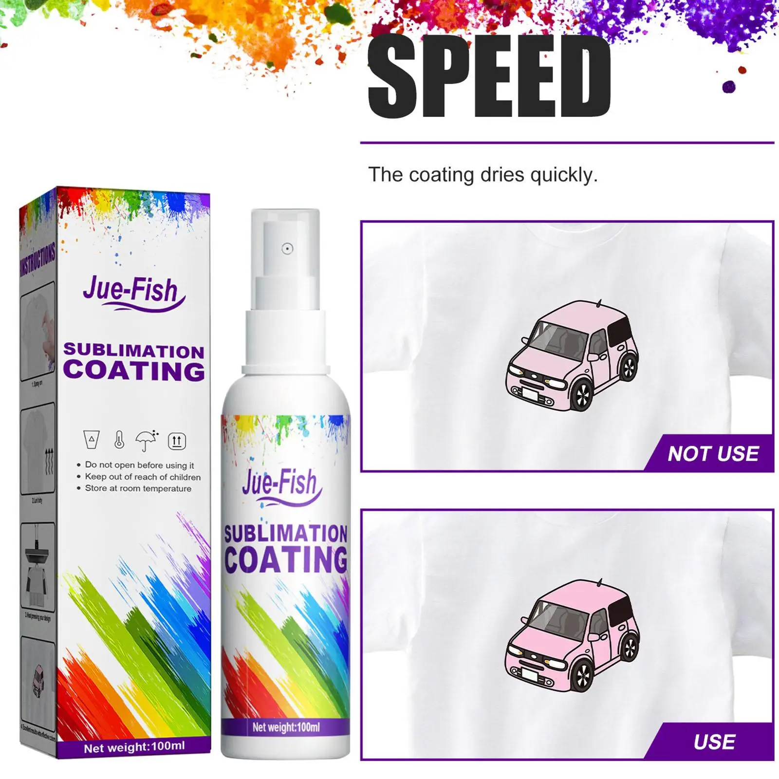 Sublimation Coating Spray 3.38oz Sublimation Fluid Spray for Cotton T Shirts Polyester All Fabrics including Canvas Carton