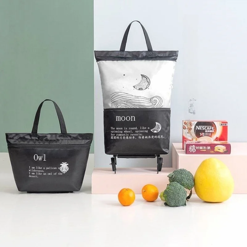 ポータブル大型厚手ハンドヘルドショッピングカート野菜買い物バッグ自己持ち運び可能スタッキングデザインステンレス鋼製カート