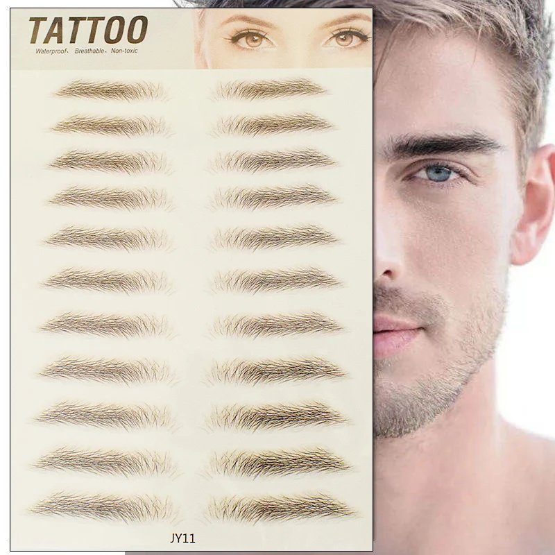 Lápiz de tatuaje para cejas, tatuajes temporales para cejas, pegatinas para cejas impermeables 3d, pegatina falsa para bocetos, 1/2 piezas