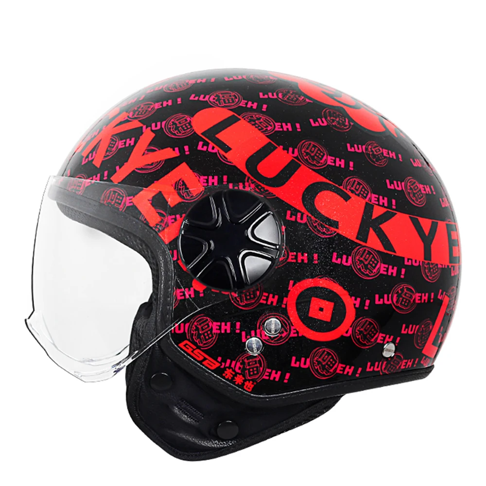 M-XL Red Lucky Wear-Resistant Motocross Accessories Anti-Fall Racing Kask Open Face Motorcycle Helmet Breathable Head Protection