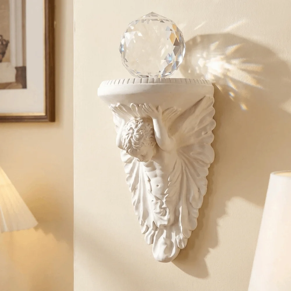 3D Printed Angel Floating Shelf European Style Plastic Plants Display Stand Wall Mounted Stable Wall Storage Rack Bedroom