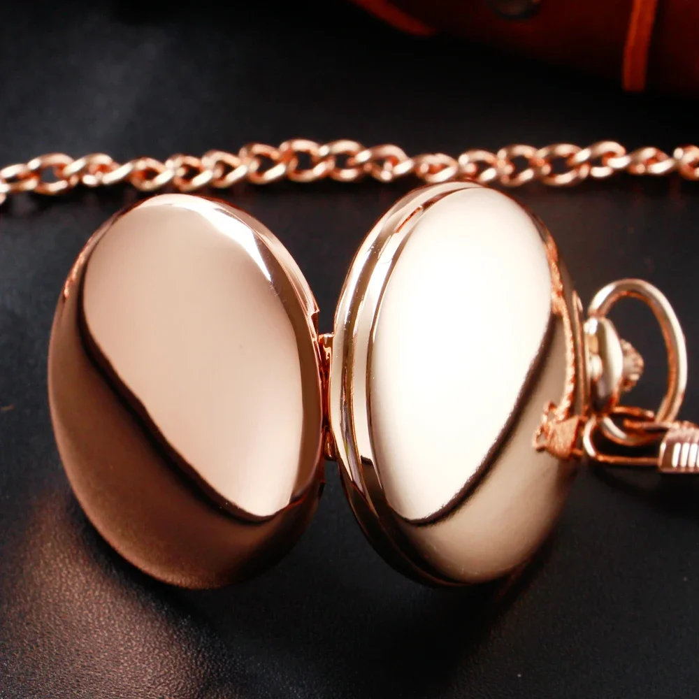 Casual Rose-Gold or Silver Quartz Pocket Watch on Chain – Unisex Necklace Accessory Gift for Women and Men