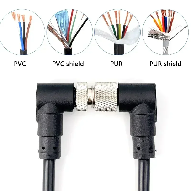 Waterproof M12 Aviation Plug Wire 4 5 8 12 Pin Connector Cable Male Female PVC PUR Shield Sensor Extension Cable 1M 5M