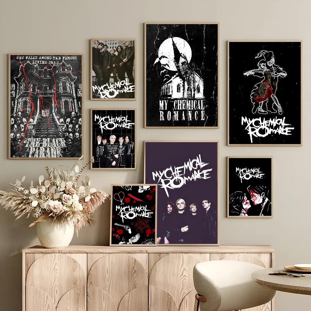 My Chemical Romance Anime Posters Sticky Waterproof Paper Sticker Coffee House Bar Kawaii Room Decor