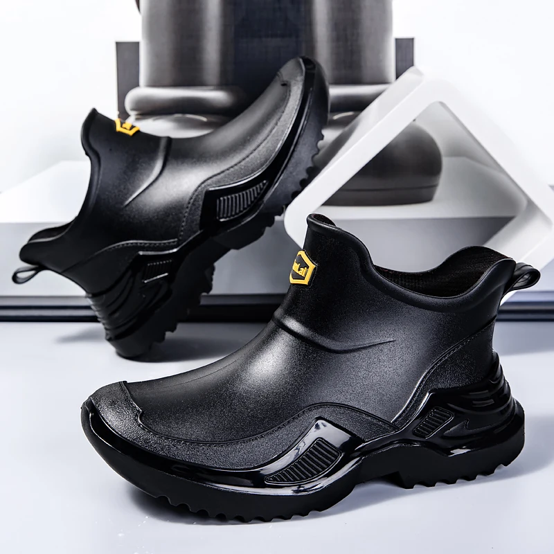 

Мужские мотоциклетные ботинки, персонализированная мужская уличная непромокаемая обувь, модные непромокаемые ботильоны шеф-повара для мужчин, нескользящая рабочая обувь для воды