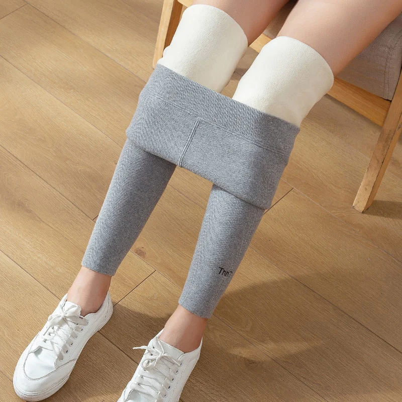 Women\'s Wool Fleece Long Pants Plush 2022 Autumn And Winter New Korean Students\' Skinny Tights Thermal Sports Leggings For Women