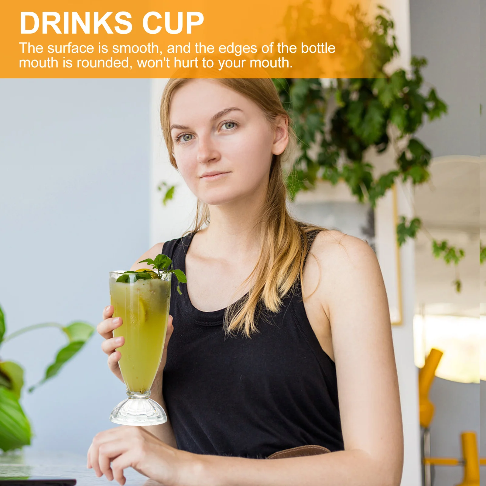 

2Pcs Transparent Acrylic Milk Cup Rounded Mouth Multi-Functional 425ml Beverage Container Drinks Cup Milk Mug