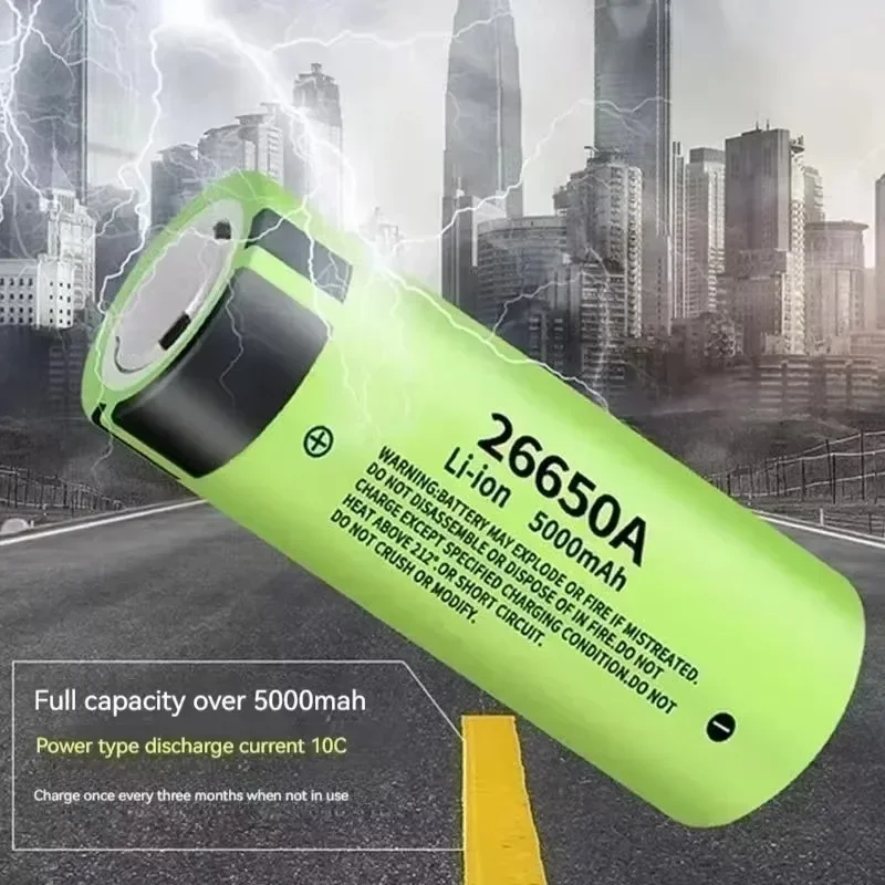 4.2V 26650 Battery 5000mAh Capacity Rechargeable Power Batteries 26650 Lithium Battery with Aluminium alloy Mini Flashlight