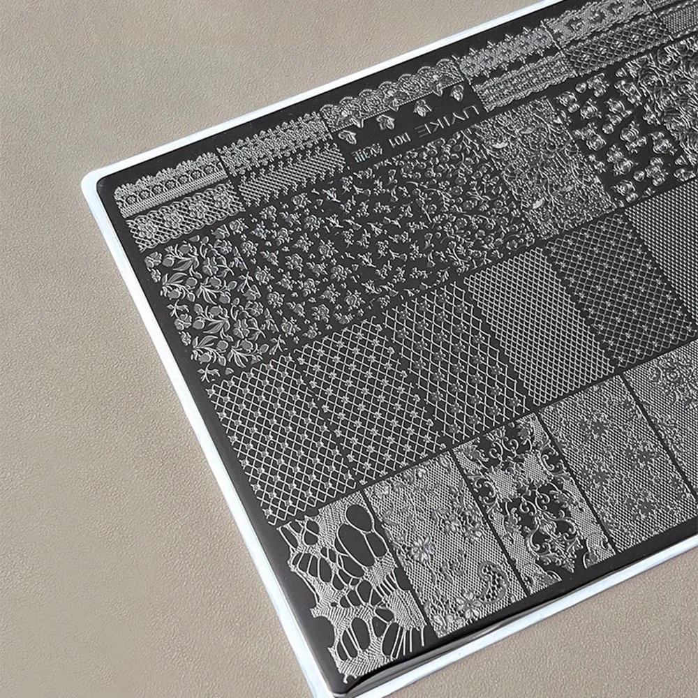Super Large 19.5cm Nail Art Stamping Plate Lace Floral Pattern Stainless Steel Image Plate Manicure Transfer Template DIY Nails