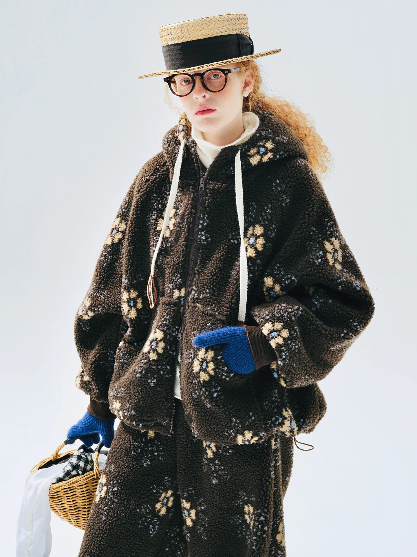 

Black Crew Neck Jacket - imakokoni 2025 Winter Daily Commute Cotton Gauze Ruffled Crew Neck Top 255284