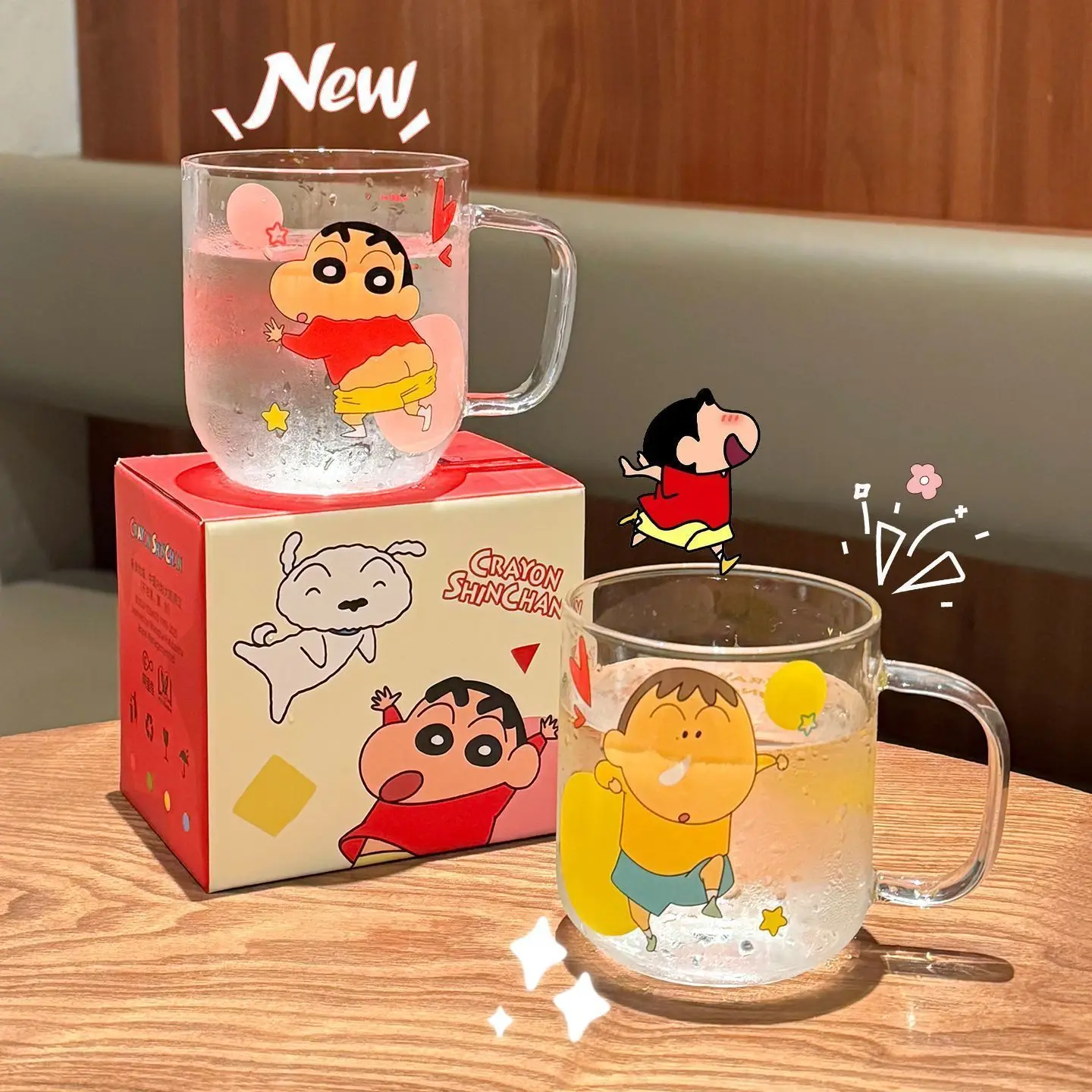 Chika New's Glasbecher - niedliches Aussehen, hohe Qualität, Wasserbecher, Frühstückskaffeetasse, romantisches Geburtstagsgeschenk für Paare.