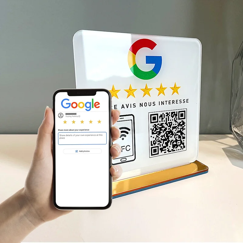 Google Review QR Code Sign Get More Positive Reviews For Your Business Retail Shops NFC Scan code Acrylic Review Template Signs