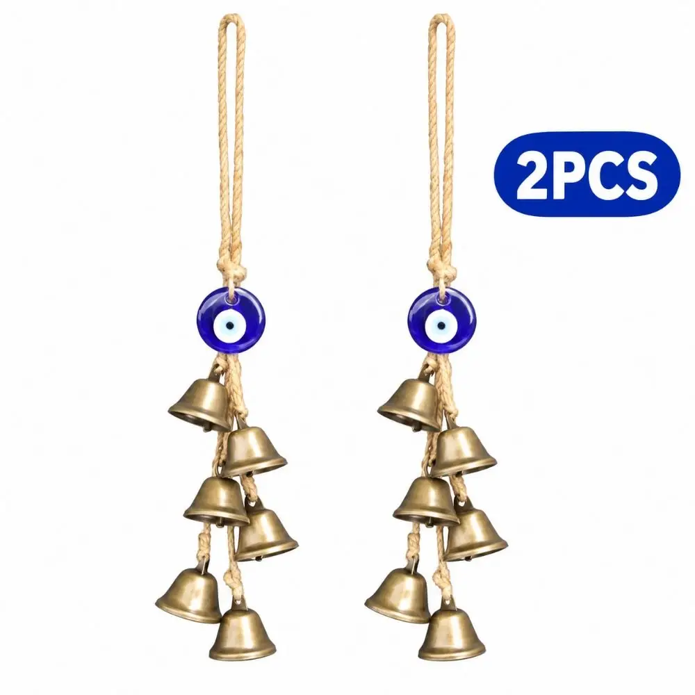 2 Pcs Protective Loud Chime Wind Chime Pendant Iron Bell Hemp Rope Hanging Ornament Ready to Hang Pendant Decoration For Home