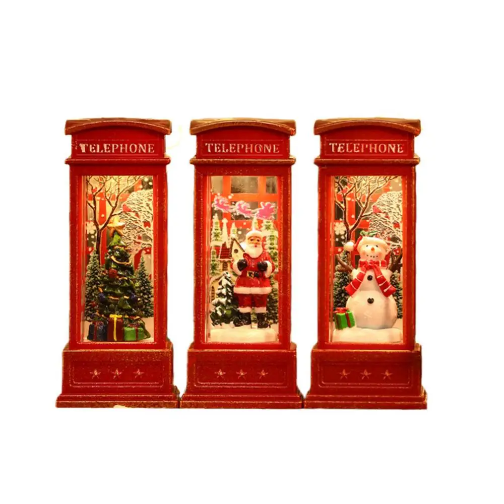 Natal Vintage Snowman Night Light Lamp, Cabine de telefone, Hotel KTV Cena, Novel Layout, Luminous Ornamentos, Decorações de Ano Novo