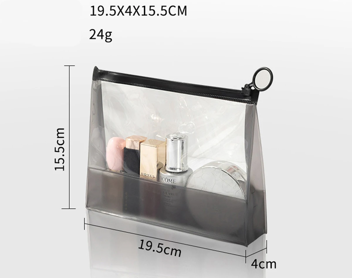 10pcs Cosmetic Bags Women EVA Black Transparent Solid Large Capacity Protable Wash Bag