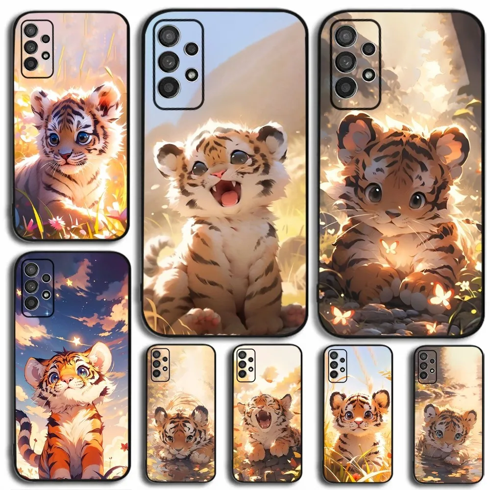 Cute Little Tiger Beautiful Phone Case For Samsung Galaxy A13,A21s,A22,A31,A32,A52,A53,A71,A80,A91 Soft Black Cover