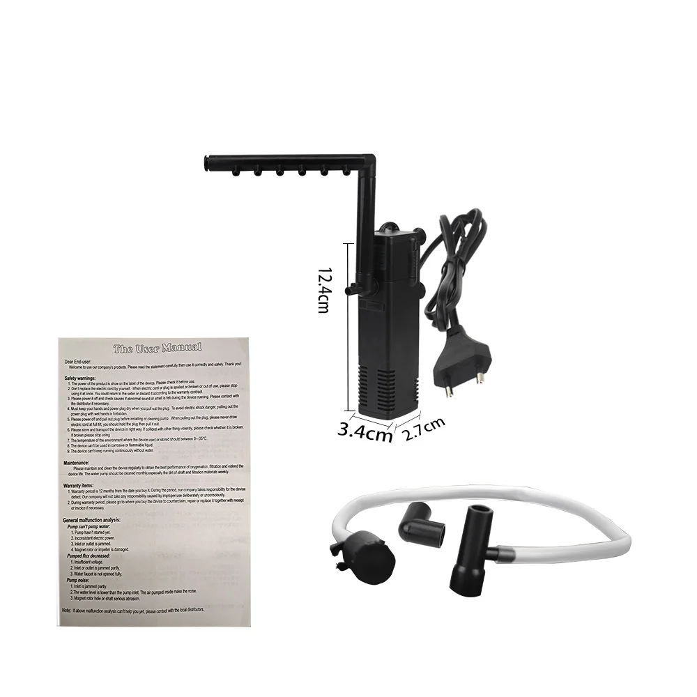 Laag niveau water dompelpomp waterfilterpomp aquarium aquarium zuurstof toenemende pomp schildpad tankfilter EU-stekker