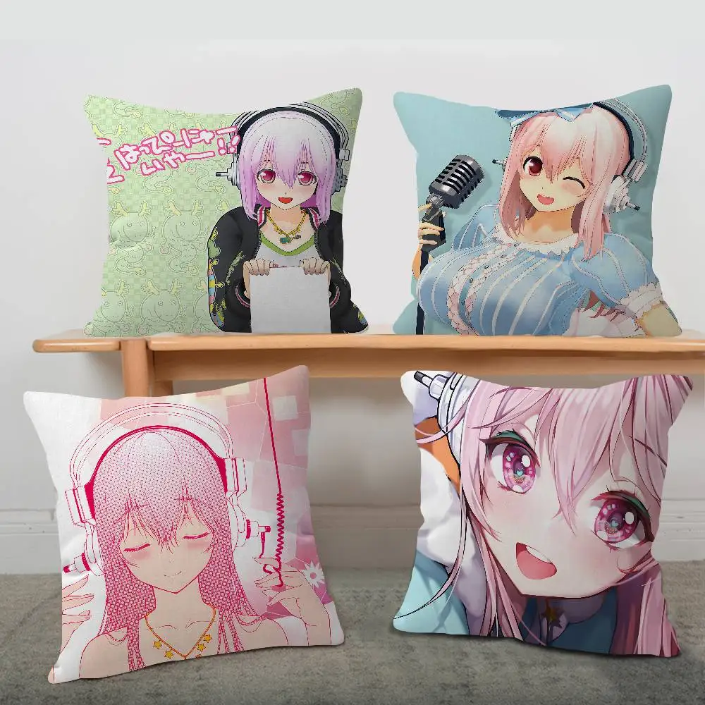S-Super Sonico Pillow Gift Home Office Decoration Pillow Bedroom Sofa Car Cushion CoverPillow Case
