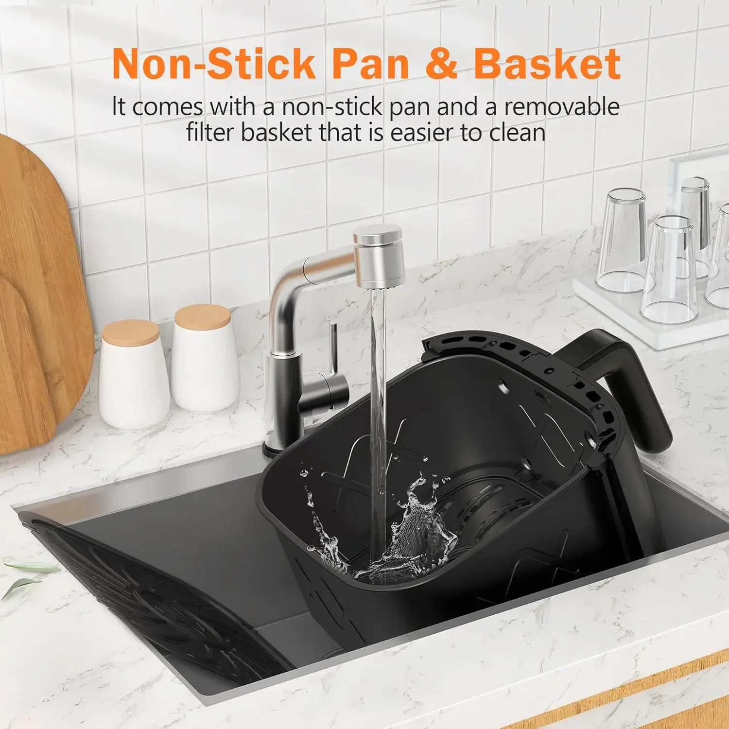 مقلاة هوائية طباخ كهربائي بدون زيت ، 7 كوارت ، 8 وظائف للطهي ، شاشة LCD رقمية تعمل باللمس ، تحكم دقيق في درجة الحرارة