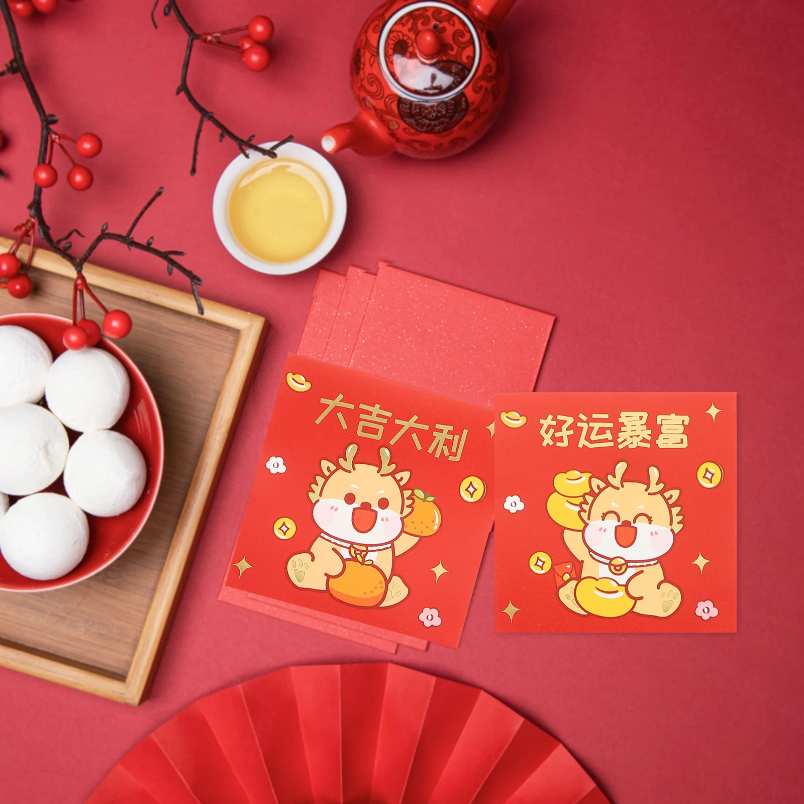 

6 Pcs Mini Dragon Red Envelopes 9x9cm New Year Lucky Money Pouches Chinese Festival Gifts Creative Patterns Practical