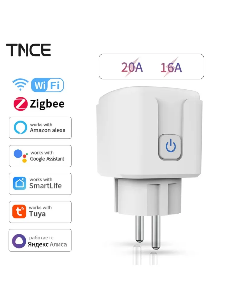 TNCE Tuya WiFi/Zigbee 16A/20A EU-stekker met Power Monitor Smart Home Plug Afstandsbediening Timer Ondersteuning Voice Google Home Alexa - afbeelding 2