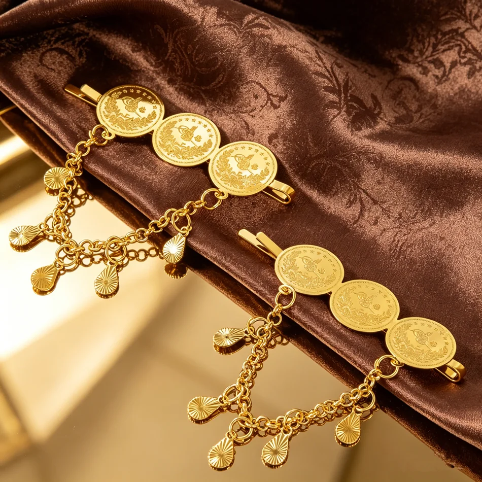 Ladies Metal Tassel Hair Clip Middle East India Style Coin Hair Accessories