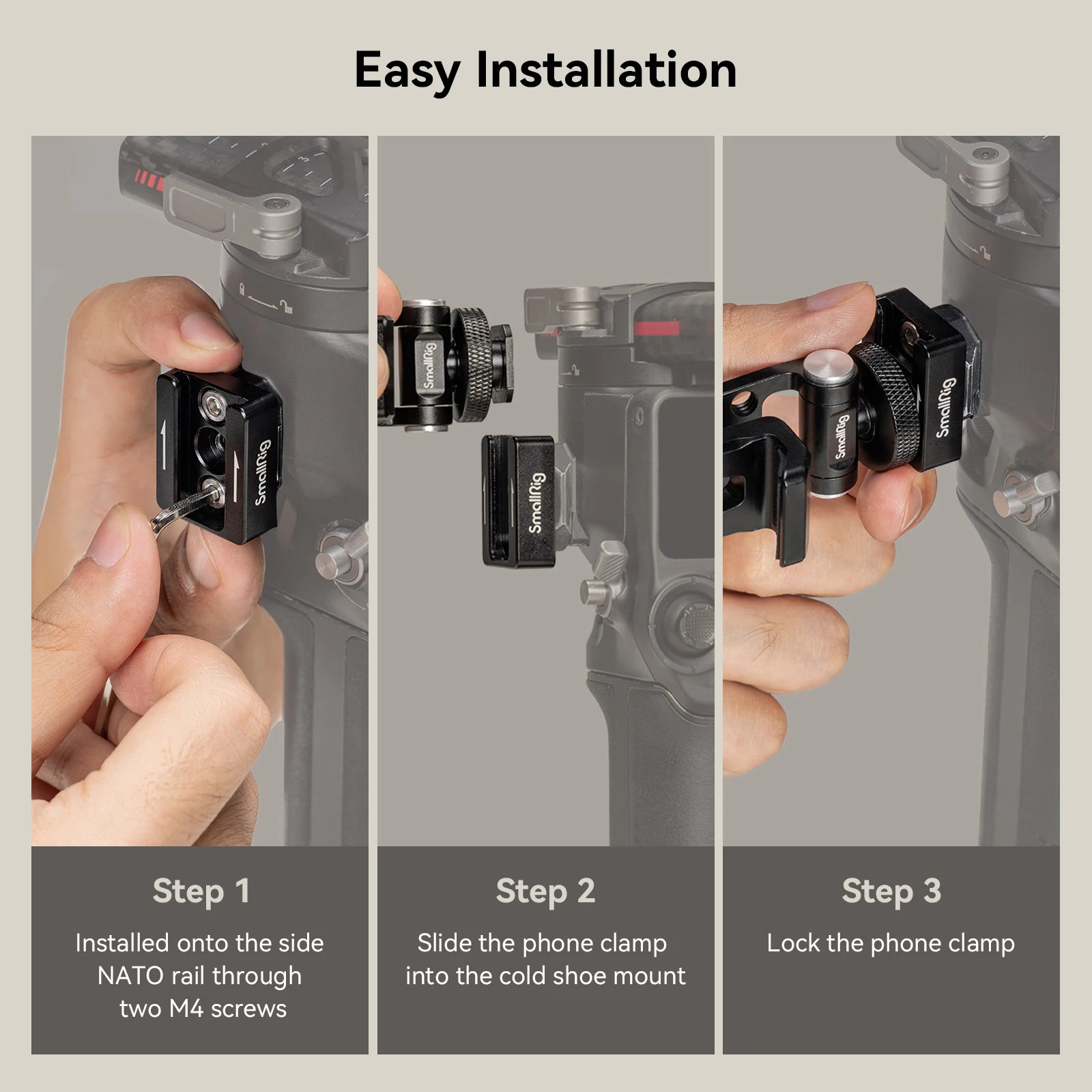 SmallRig soporte de teléfono para estabilizadores de la serie DJI, adaptador de montaje de teléfono de ajuste libre para DJI RS3/RS 3 Pro/RS 3