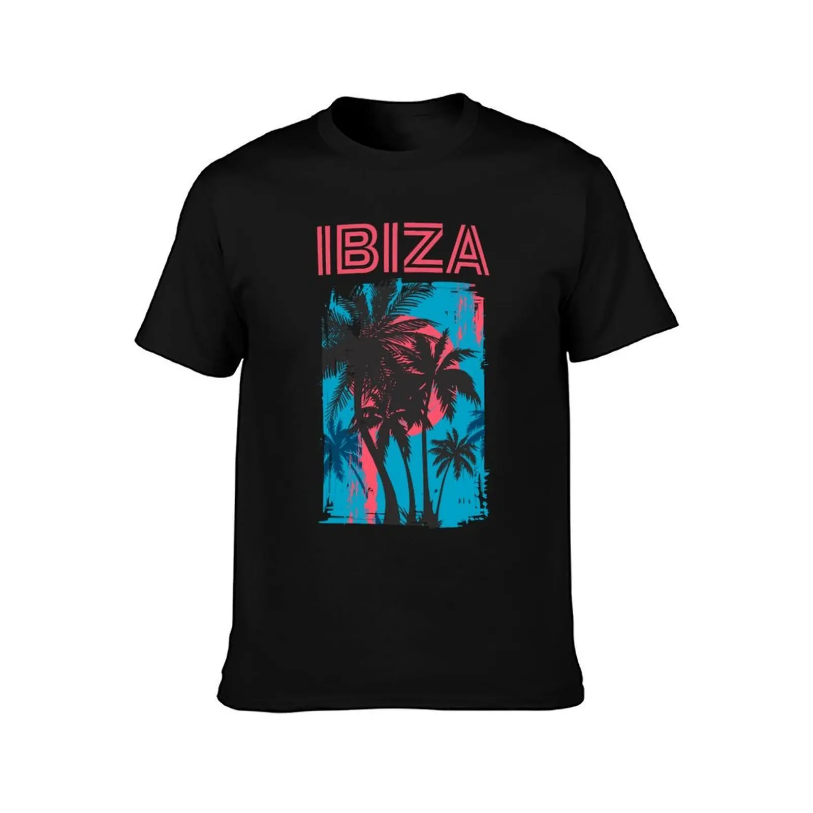 I love ibiza circle with palm trees T-Shirt Basic All Season Solid T-Shirt