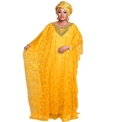 Elegant African Dresses for Women Muslim Fashion Boubou Abayas Robe Dashiki Ankara Lace Outfits Evening Gown Kaftan Maxi Dress