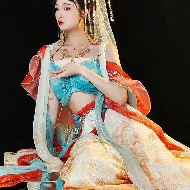 

Hanfu Женская Китайская одежда Dunhuang Feitian Западная принцесса одежда Hanfu экзотическая фотография китайский стиль танцевальный костюм
