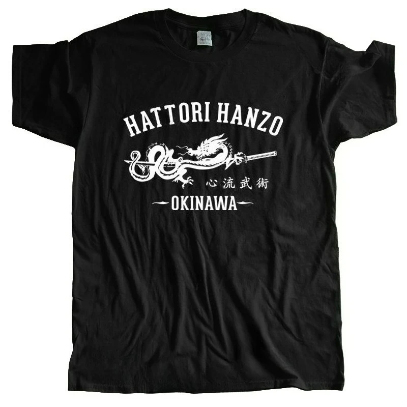 

2025 Summer Mens Black T-shirt Tops Summer T-Shirt Hatori Hanzo Japanese Samurai Swords Kill Bill Katana New Cotton Tee-shirt