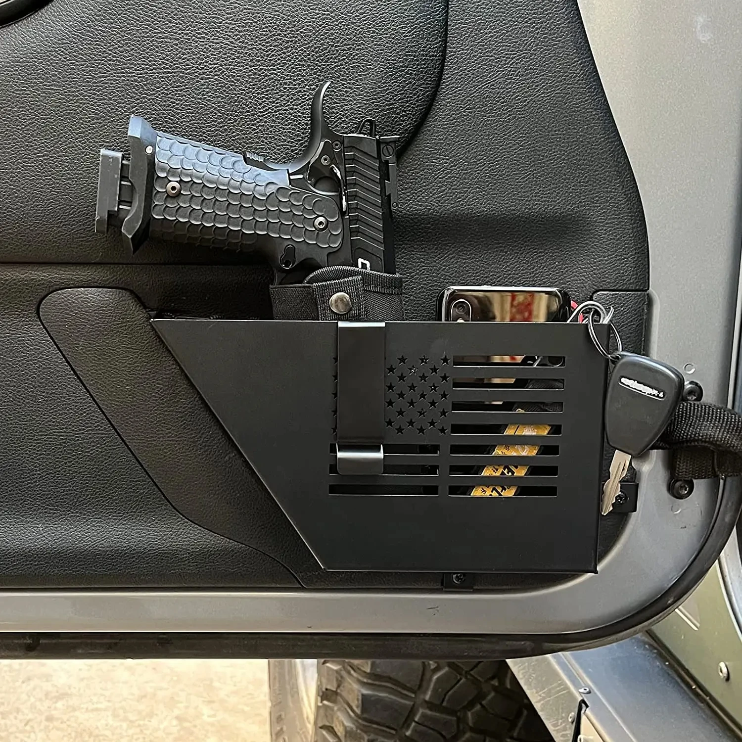 2pcs Metal Front Rear  Door Storage Box, Door Side Insert Organizer Box Pockets Suitable for 2007-2018 Wrangler JK 2/4 Door